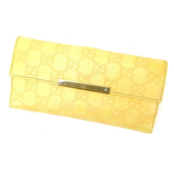Gucci Wallet Purse Long Wallet Guccissima Yellow Woman Authentic Used - Picture 1 of 5